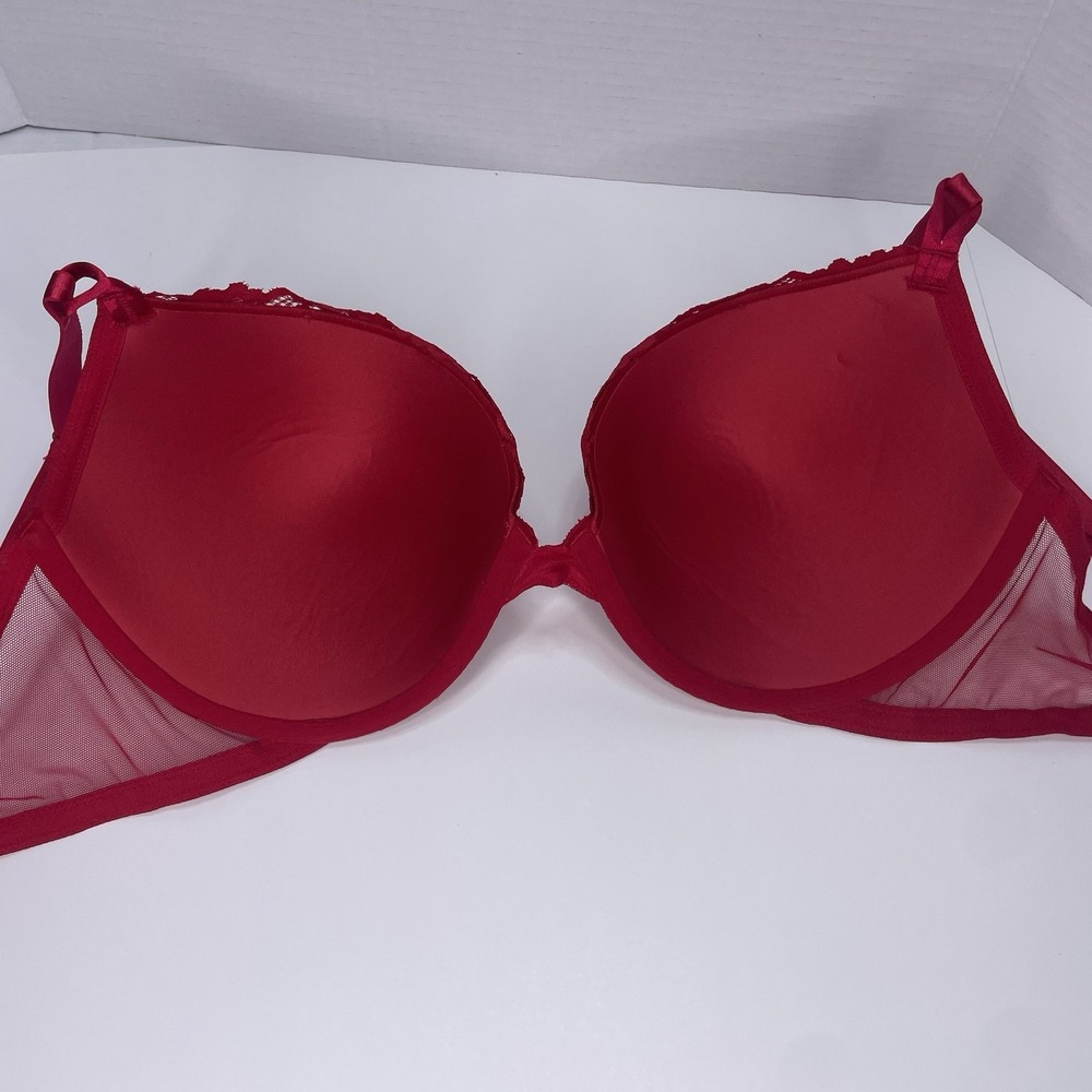 Victoria's Secret Bra 32DD Red Demi Padded Underwire Adjustable Clasp Back - Picture 4 of 12